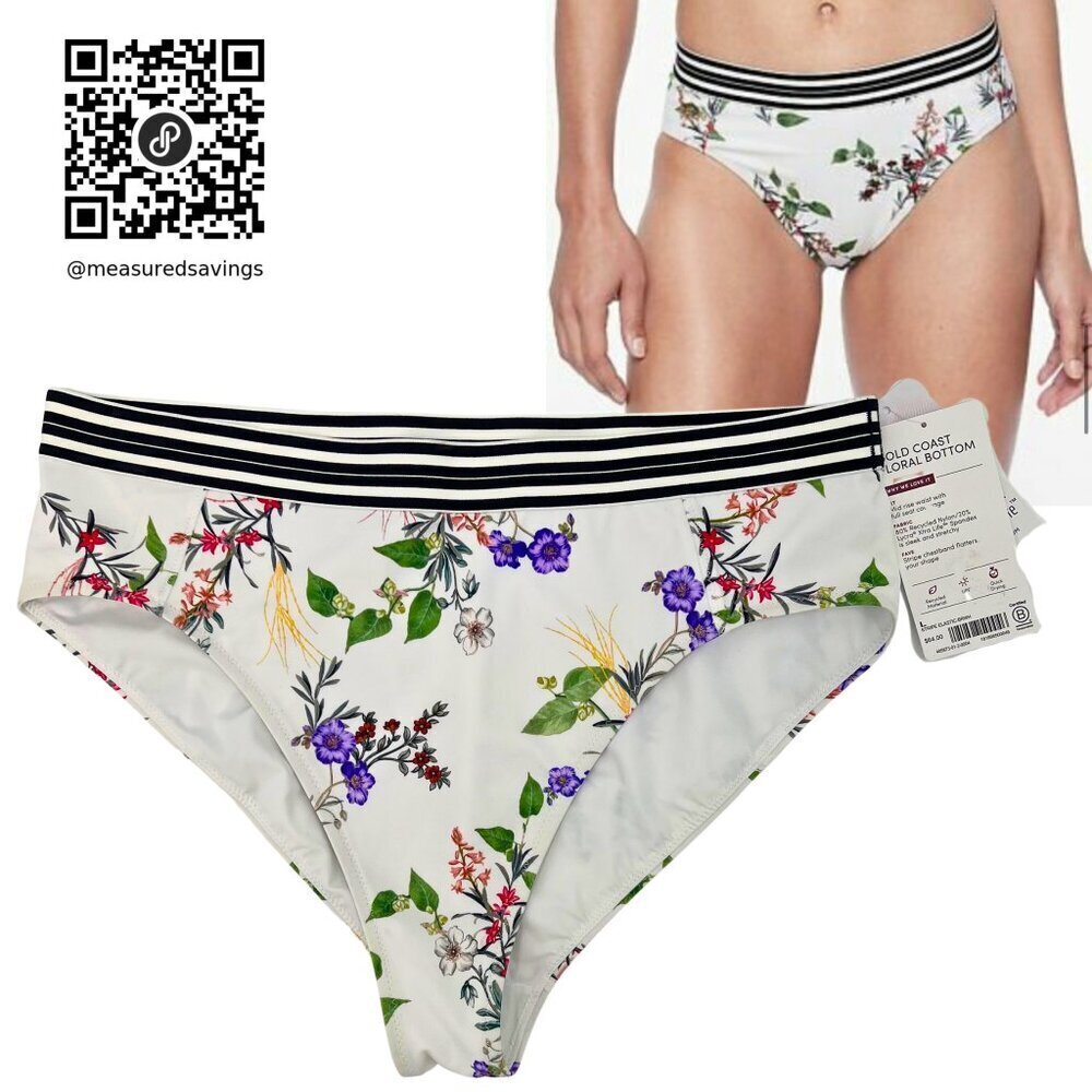 Athleta - Large NWT - Gold Coast White Floral Swim Bikini Bottoms